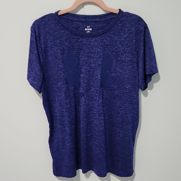 Under Armour Women's Purple Short Sleeve T-shirt With Logo- XL - Picture 1 of 4